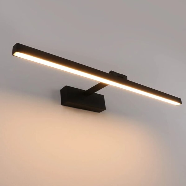 LED-badeværelsesspejlslampe 50 cm, 12 W, IP44 vandtæt badeværelsesvæglampe 180° drejelig, moderne badeværelsesspejlslampe, varmt hvidt 3000K, sort [Ener