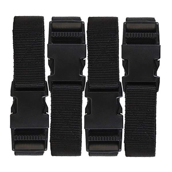 4 stycken med snabbspänne 25 mm Liten plastspärr resväska för bagage bagagefixering flytt (svart - 25 mm, 1,8 m)