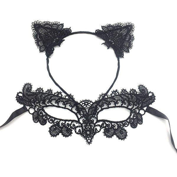 （Hoops + Fox Flowers）Spets Kvinna Varghuvud Mask (Mask A)