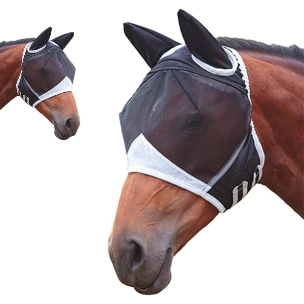 Horse Flugmask UV-skydd Myggmask Hästmask med öron B