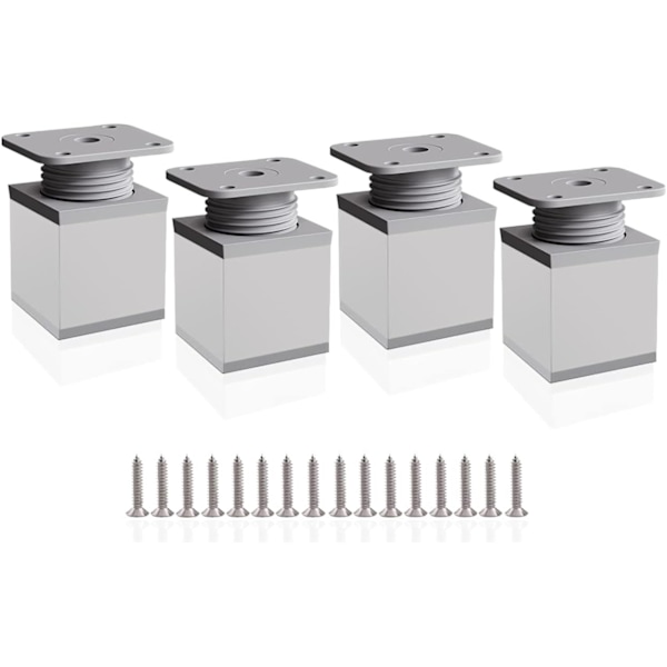 Justerbara Möbelben, 4 st Skåpben 50mm Justerbar Höjd 0-20mm Aluminiumlegering Bordsben för Skrivbord, Soffa och DIY Möbler