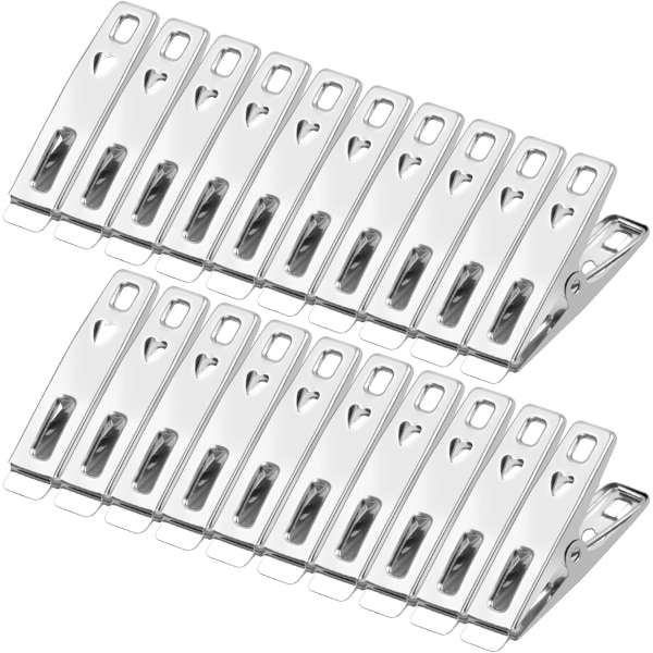 20-pakning rustfrie klesklyper, multifunksjonelle sklisikre metallklyper, sokkeklyper, miniklyper