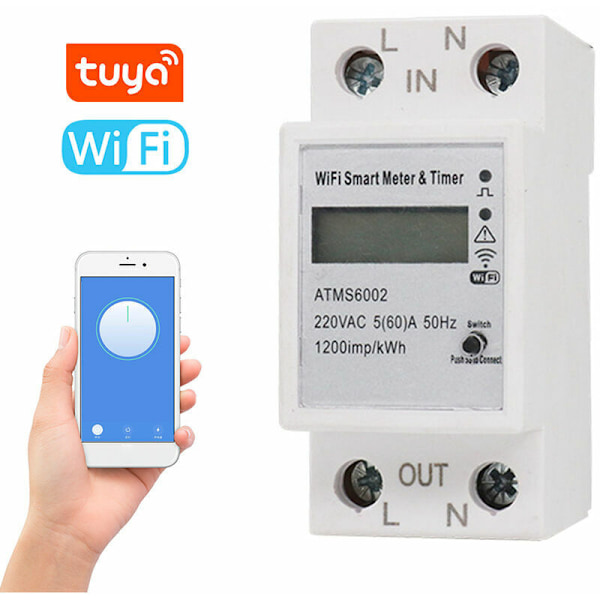 Tuya WiFi Smart Elmätare Smart Energimätare Timer Hem Elmätare Mobilapp Fjärrkontroll Inget Behov av Manuell Avläsning Inte
