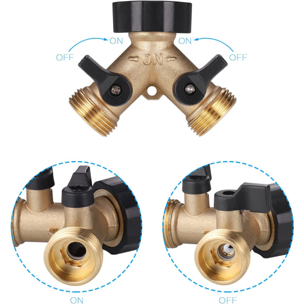 Dobbelt vaskemaskine hane, messing havehane splitter, Y-stik, 3/4 tommer til tilslutning af 2 apparater, dobbelt udløb hane til havehane