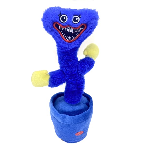 Repeat + Record + Dance + Sing Electric Dancing Huggy Wuggys Plush Toy Talk and Repeat Child Early Education (Blue)