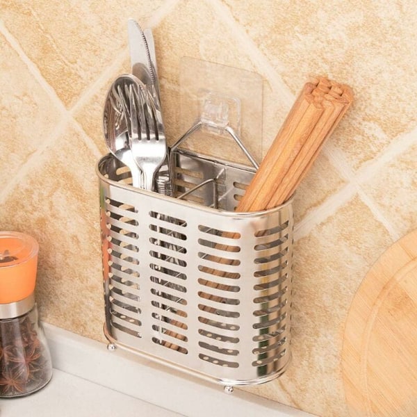 Barriärhållare i rostfritt stål Dishwall för disk, torkning av bestick, multifunktionell organizer, väggmonterad, köksredskap (oval form)