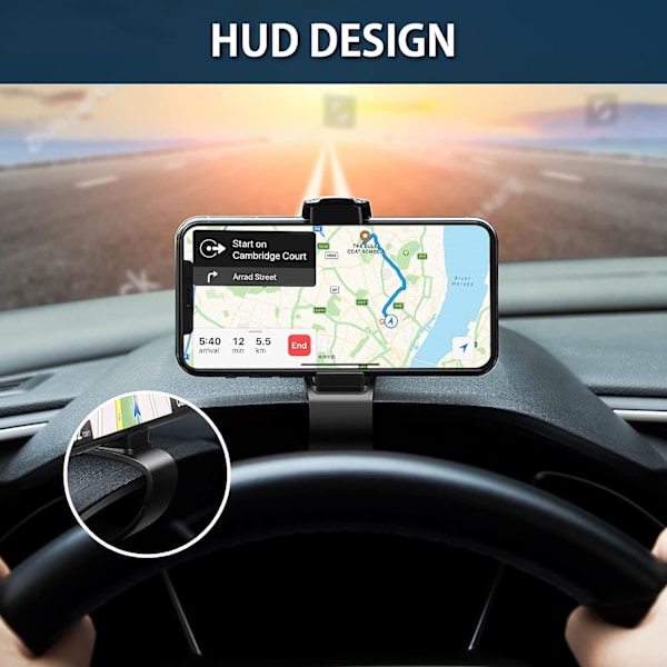 Biltelefonholder, Universal Dash Mount Holder til telefoner, Kompatibel med de fleste 3,5-6,5 tommer smartphones iPhone Samsung Huawei