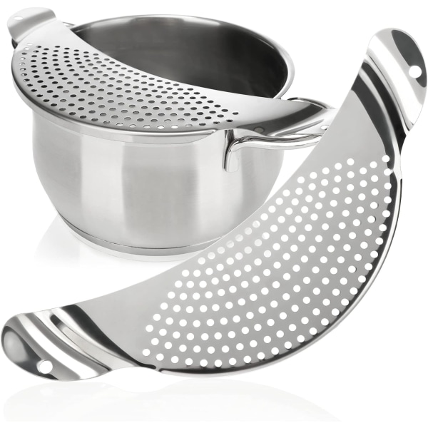 Halvmåne-sil i rustfritt stål - Sil for boller, gryter og panner - Oppvaskmaskinsikker pastasil