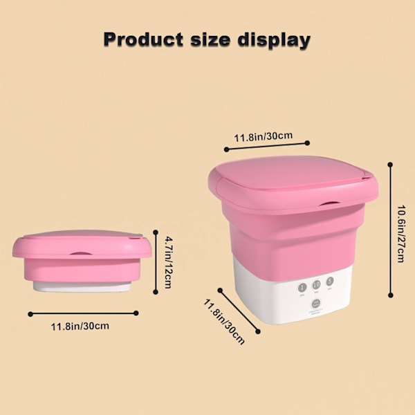 Bärbar tvättmaskin Mini Vikbar Tvättmaskin med Centrifugeringstank Lättviktsvikbar Tank - Perfekt för Camping, Resor, Lägenheter