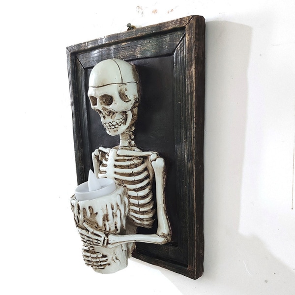Halloween Kranie Foto Ramme Stearinlys Resin Kranie Kollision Horror Atmosfære Dekorative Resin Ornament