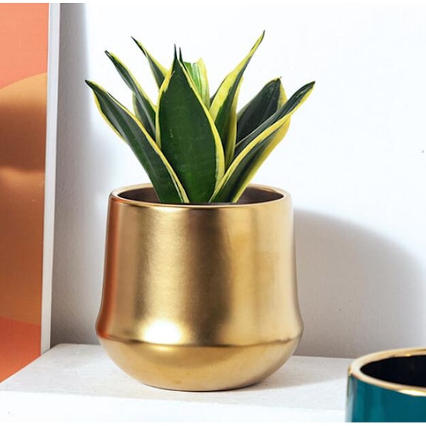Planter, bricka och balkonglåda Creative Art galvaniserad keramisk blomkruka (matt guld)