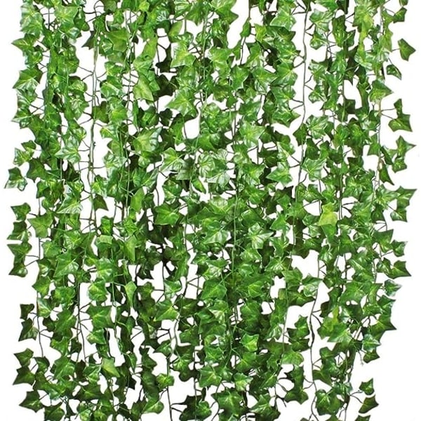 (Grøn) Kunstig efeubladplante vinkrans hængende falsk blad F