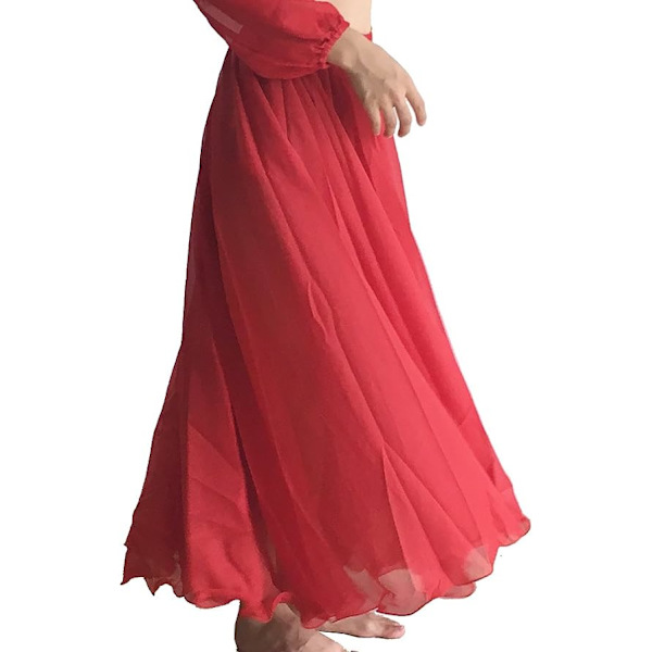 Kjol Längd 85cm Magdans Kjol Magdans Kostym Kvinnor Chiffon Stor Sving Lång Kjol Festival Kläder