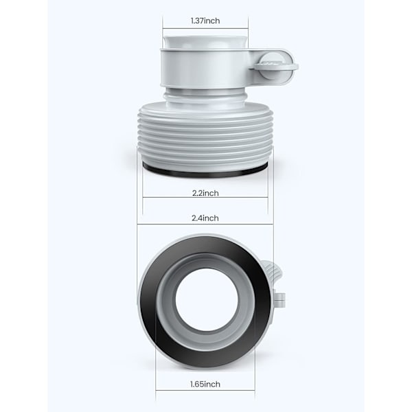 Type B slange adapter til pumper, 2-pak, poolslange adapter til 1,5 og 1,25 fittings