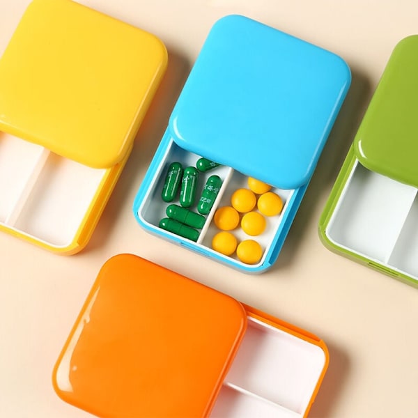 Pilleboks, 4 stk. bærbar pilleboks, mini plast pilleboks, pilleoppbevaringsboks, brukt til å oppbevare vitaminer, medisiner