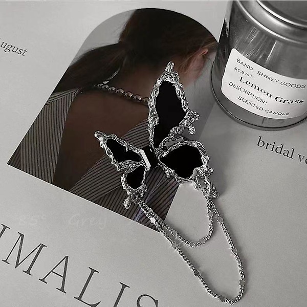 Musta perhonen tupsu metalli rintaneula naisille, syksy ja talvi ins, makea ja tyylikäs korkealaatuinen puku, pieni ja tyylikäs corsage