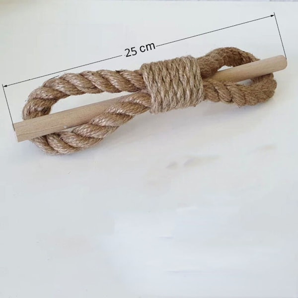 Boho-tyyliset käsintehdyt puuvilla- ja puunaruverhot (2 kpl, khaki naru, 2) (25 cm)