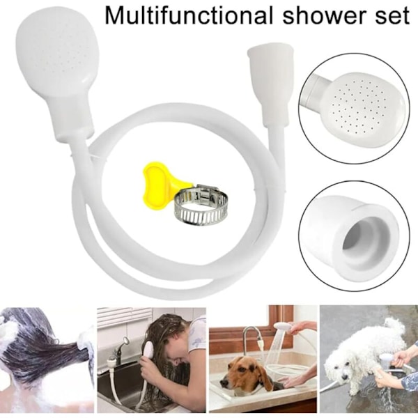 Set med djurduschkranar, portabel duschslang för husdjur, duschmunstycke, duschhuvud för att bada bebisar och djur.