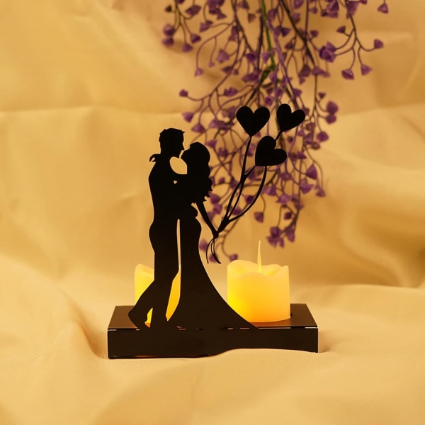 Käsintehty rautainen veistos kynttilänjalka, romanttinen pariskuntapatsas vuosipäiville, hääkoristelu vuosipäivä pariskunnille, lahjat, ilmapallot