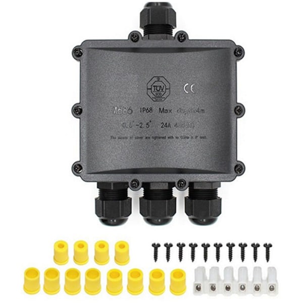 IP68 Ulkokäyttöön Tarkoitettu IP68 Vedenpitävä Kotelo - 4-tie suurin kaapeli, liitin Sähköinen liitäntärasia kaapelille Ø 4 - 14 mm, ABS + PVC
