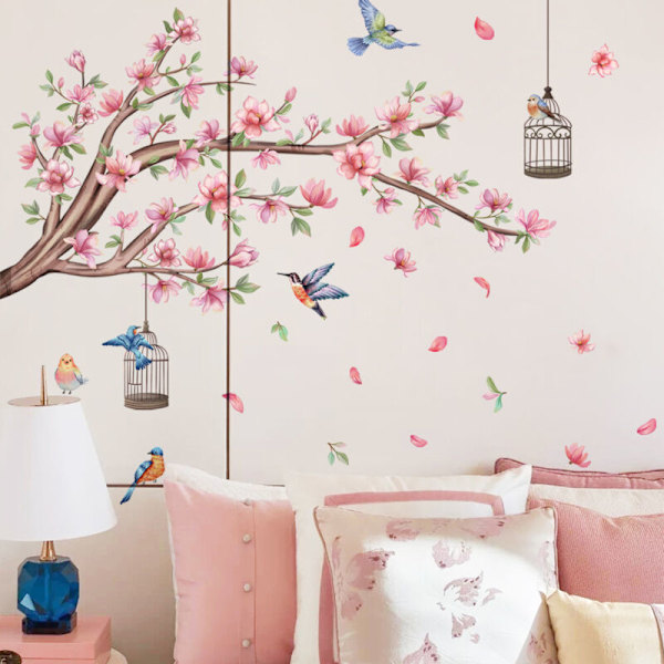 Vægstickers blomstergren pink vægstickers væg vægstickers på gren blomster magnolia til soveværelse tv-væg