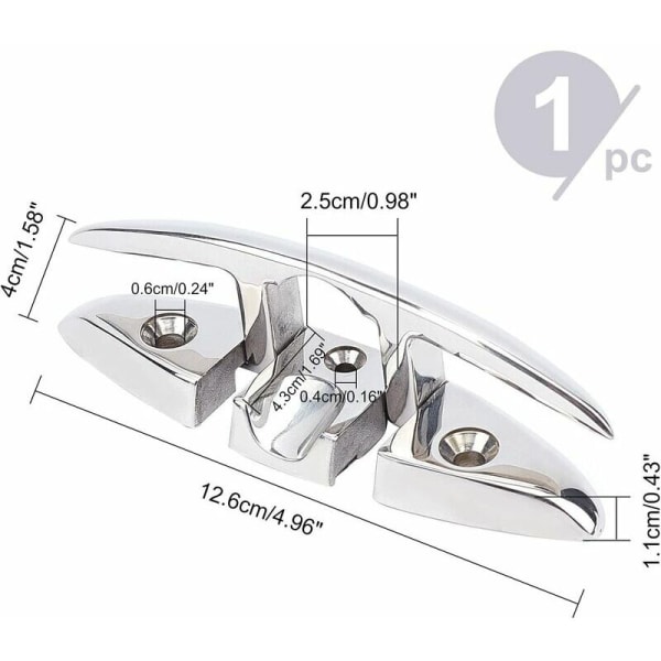 Fällbar båtklyka, rostfritt stål fällbar dockklyka flaggstångskrok segelbåtsmast lanyardskrok förtöjningstillbehör, 12,6x4cm