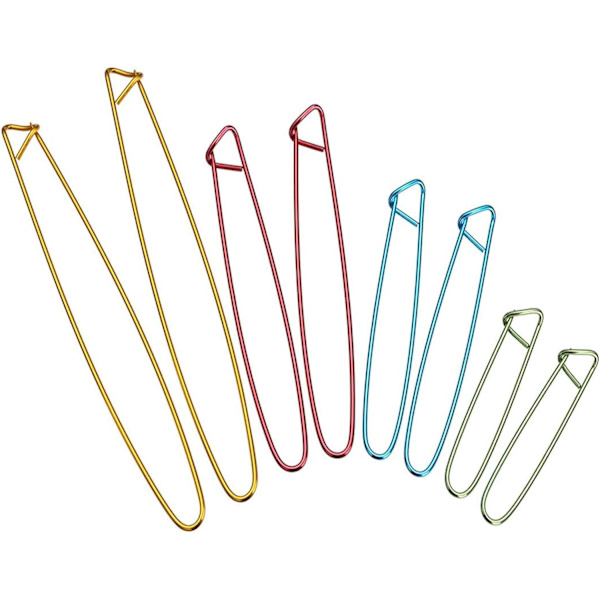 Set med 8 aluminiumstygnstoppar stickningsnålar virkningsgrundläggande verktyg 4 storlekar slumpmässig färg