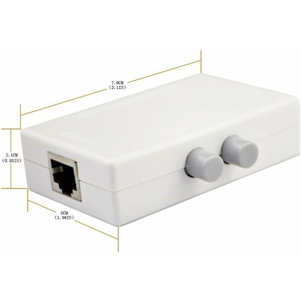 RJ45 Switch Splitter Selector, 2 Port Nettverks Switch Splitter Selector Hub) 1-Ut eller 1-Inn 2-Ut 100m T 2 Veis RJ45 Ethernet Nettverk Sinloon Trykknapp