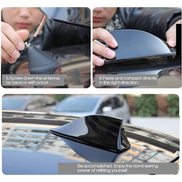 Bil Hai Shark Universal Antenne Auto Shark Automatisk Shark Signal FM/AM, Modell: Hvit 37 - Modell: Hvit 37