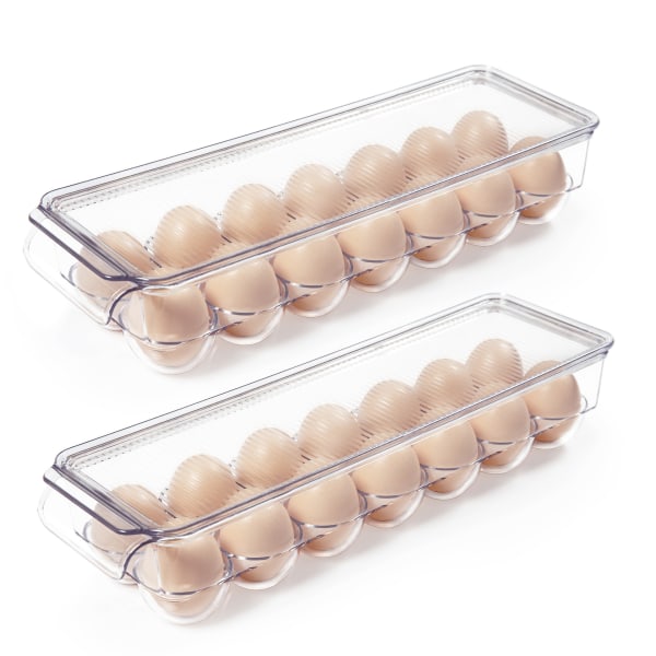 Æggebeholdere til køleskab med låg og håndtag (pakke med 2)