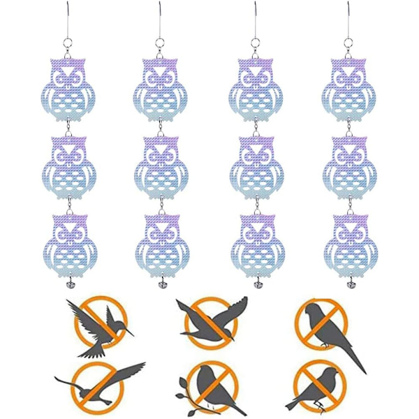 4PCS fugleskremsel ugle, ugle fugleskremsel, fugleskremsel, hengende fugleugle holografisk reflekterende skremsel for hage takvinduer for å skremme fugler