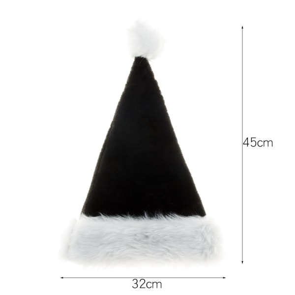 75 cm voksen svart plysj lang julehatt julekostyme Pompom San