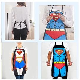 2 sett kjøkkenforklær - Superman-versjon for menn og kvinner, parforklær HA