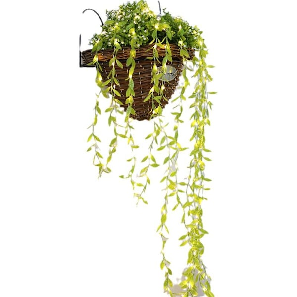 Utomhus solcellsslinga, Willow-blad Utomhusljusslinga 100led-3m-8 lägen, Vattentät solcellsslinga, för bröllop, staket, jul, fester, trädgård