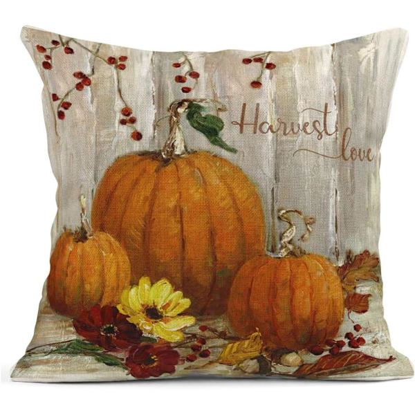 4 stk putetrekk høst hjemmedekor dekorative putetrekk for sofa pute sofa utendørs Halloween gresskar gull trekk