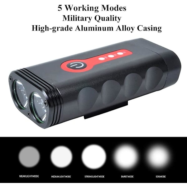 Pyörävalosarja 5 tilalla, 1000 lumenia, erittäin kirkas, 360 asteen kääntyvä, IP65, vedenkestävä, USB