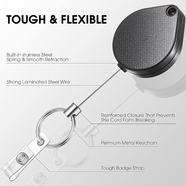 2PCS Retractable Key Ring Student ID Card Retractable Key Holder Neck Badge