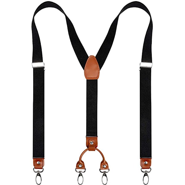 1 stk. Herre Bukseseler Brede 4 Klips Rygg Holdbare Elastiske Justerbare Bukseseler Sterke Metallklips (A09)