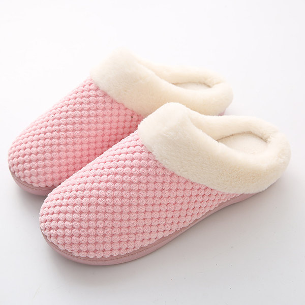 Tofflor Dam Varma Minnesskum Anti-Slip Hemskor Bekväma Bomullstofflor Hem Sovrumsskor Inomhus och Utomhus (Rosa)