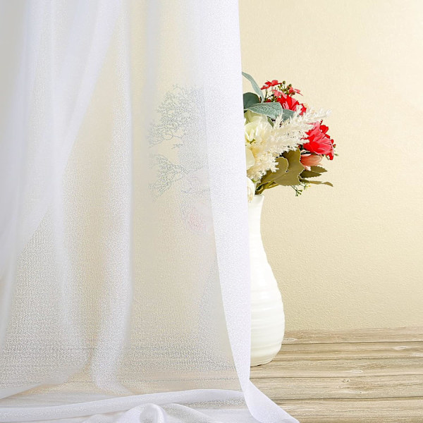 Vit tyllgardin, 75 x 600 cm bröllopsbåge hängande, vit chiffongdraperityg, för bröllopsdekoration, ceremoni, fest, bakgrund, gasvävsgardin
