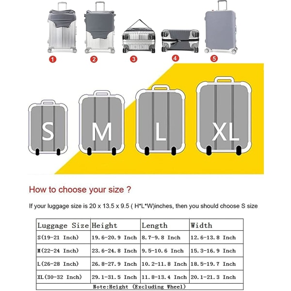 M World Travel vandafvisende trykt trolley beskyttende cover til 26/27/28 bagage Spandex vaskbar rejsekuffert beskyttende cover rejse covers