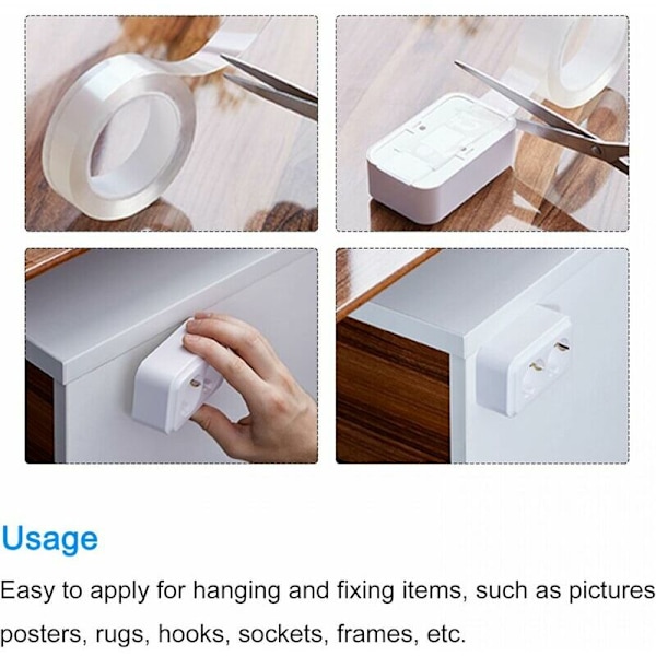 Dubbelhäftande tejp - 300x30x2 mm Avtagbar väggmonteringstejp 2-pack tvättbar tejp