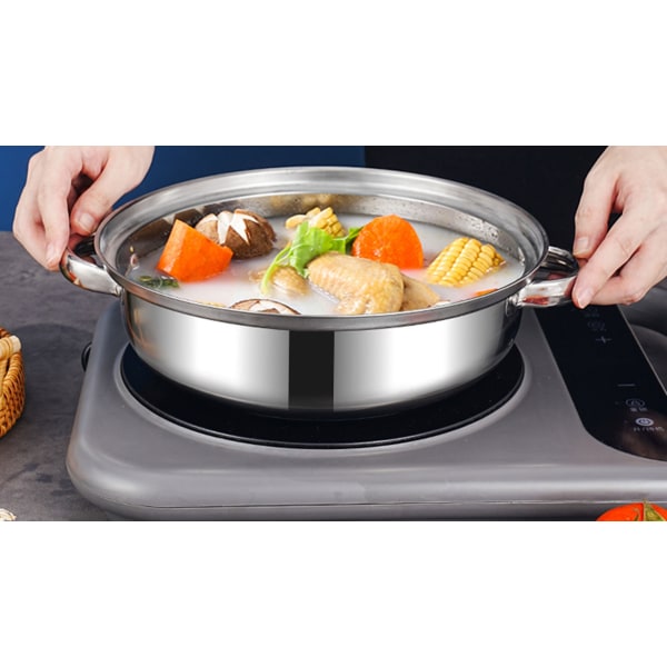 Ångkokare för matlagning, 18/8 rostfritt stål ångkokare, matångkokare 11 tum ångkokare med lock 2-lagers för matlagning av skaldjur, soppor, grytor och pasta