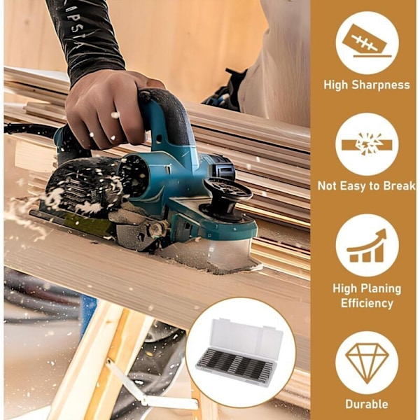 10 stk. høvelblad for elektrisk høvel, 82 mm, kompatibel med Makita, Bosch, Hitachi, Black & Decker, Dewalt, Trend Elu, ideell for snekring og DIY (8