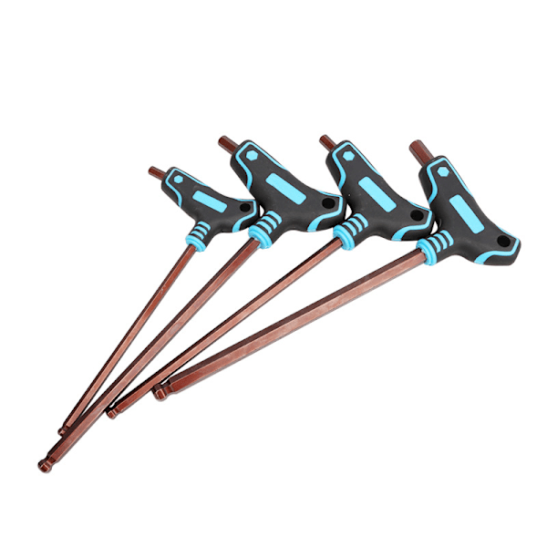 Kulehode Allen-nøkkel T-formet kulehode skrutrekker skiftenøkkel med håndtak 4 stk (4 mm)