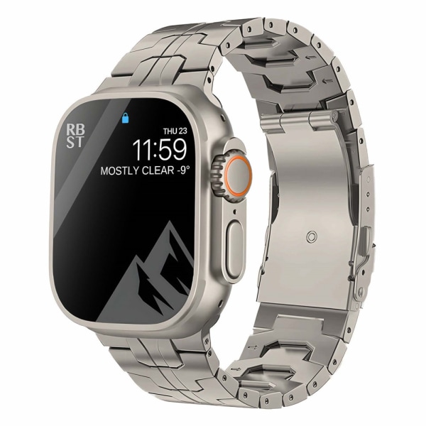 Urrem til Apple Watch i rustfrit stål, kompatibel med Apple Watch band s8ultra 38/40/41MM/42/44/45/49MM titanium farve (42/44/45/49MM)