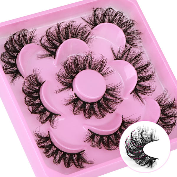Mink Fluffy Wispy Falska Ögonfransar 20mm Dramatiska Faux Mink Ögonfransar D Curl Långa Falska Ögonfransar Pack Ser Ut Som Förlängning