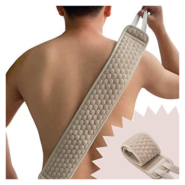 Exfolierande svamp scratch-dos för kvinnor och män, stor modell längd 82cm, rengöringssvamp för dusch och badmassage tar bort döda hudceller