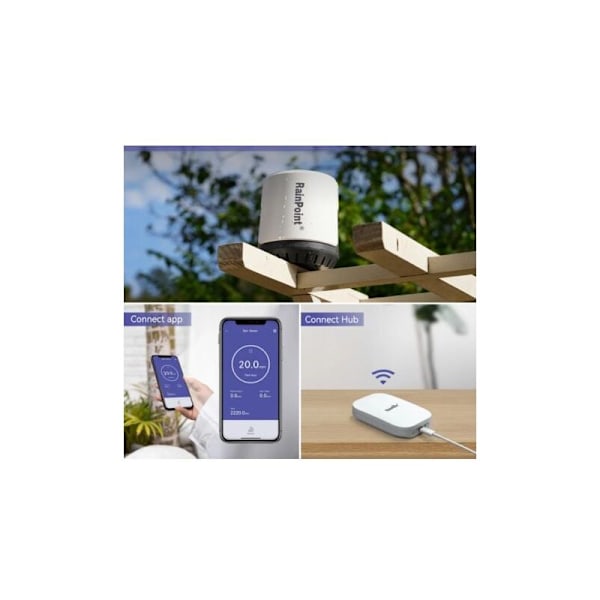 RAINPOINT - Trådlös Wi-Fi Digital Regnmätare för Exakt Regnmätning via Smart Gateway Hub (Inkluderad) - Endast 2,4 GHz Wi-Fi