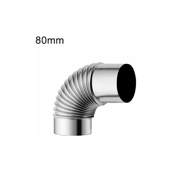 Rostfritt stål 90 graders böj skorstensrör för rökugn, 80mm